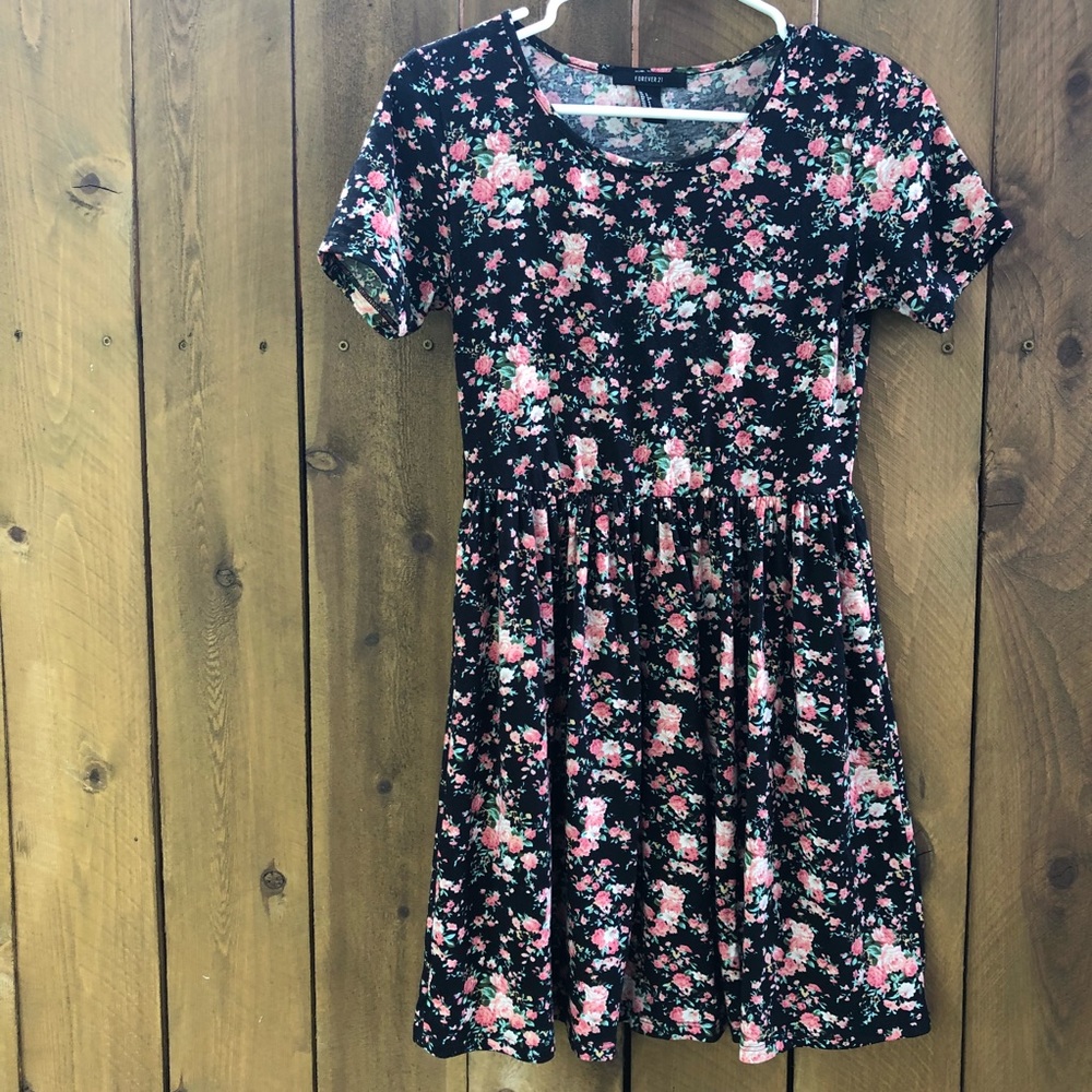 F21 black babydoll dress